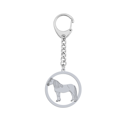  Silver Haflinger Horse keyring with, FREE ENGRAVING - MEJK Jewellery