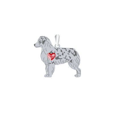 Zawieszka z sercem psem Miniaturowy Owczarek Amerykański srebro GRAWER GRATIS - MEJK Jewellery