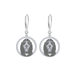 Silver Basset Bleu de Gascogne engraved earrings - MEJK Jewellery