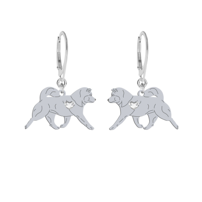 Silver Alaskan Malamute engraved earrings - MEJK Jewellery