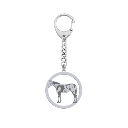 Silver Appaloosa Horse keyring with, FREE ENGRAVING - MEJK Jewellery