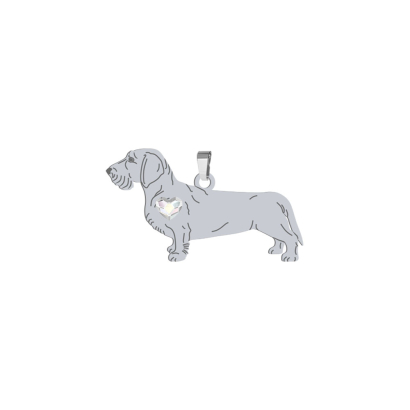 Silver Wirehaired dachshund pendant, FREE ENGRAVING - MEJK Jewellery