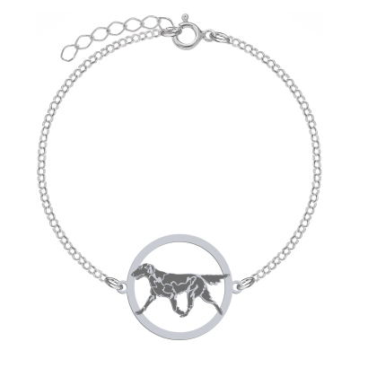 Silver Flat Coated Retriever engraved bracelet - MEJK Jewellery