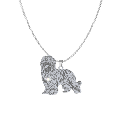 Silver Briard necklace with a heart, FREE ENGRAVING - MEJK Jewellery