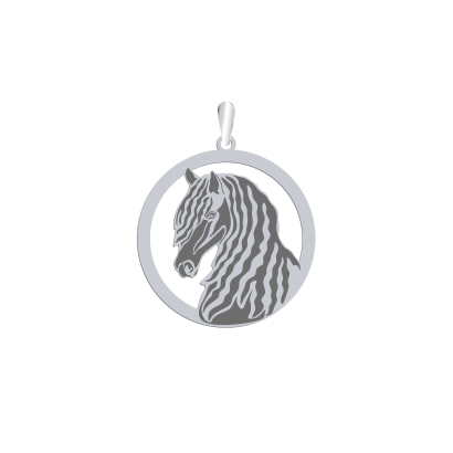Silver Friesian Horse pendant, FREE ENGRAVING - MEJK Jewellery