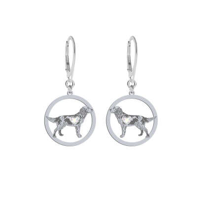 Silver Polish Hunting Spaniel earrings with a heart, FREE ENGRAVING - MEJK Jewellery