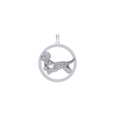 Silver Dandie Dinmont Terrier pendant with a heart, FREE ENGRAVING - MEJK Jewellery