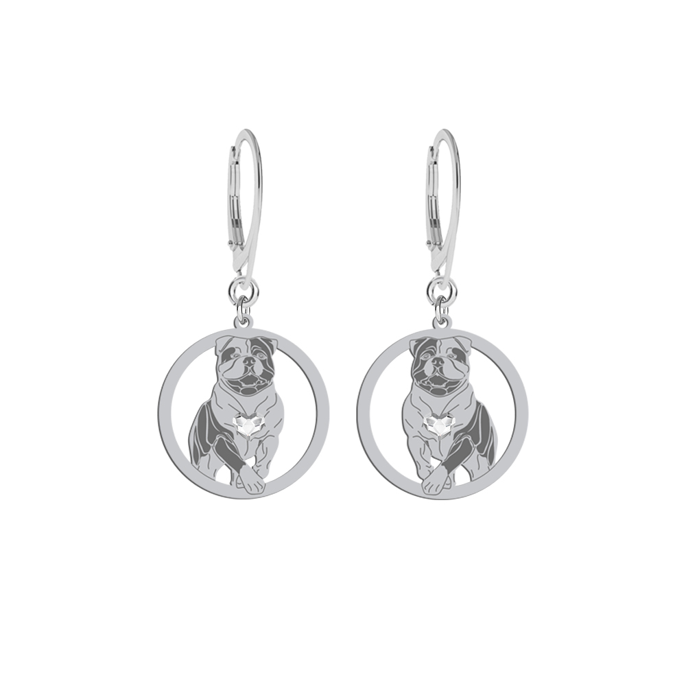 Silver American Bulldog earrings, FREE ENGRAVING - MEJK Jewellery