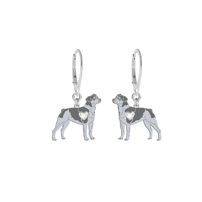 Silver Brazilian Terrier earrings with a heart, FREE ENGRAVING - MEJK Jewellery