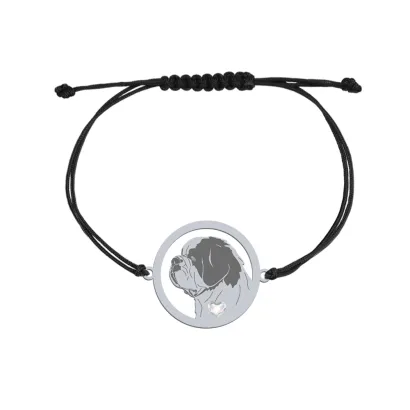 Silver Saint Bernard engraved string bracelet - MEJK Jewellery