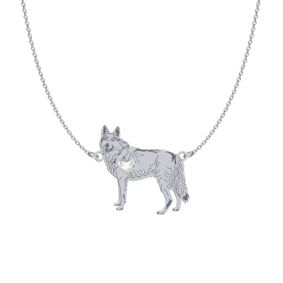 Silver Czechoslovakian Wolfdog  engraved necklace with a heart - MEJK Jewellery