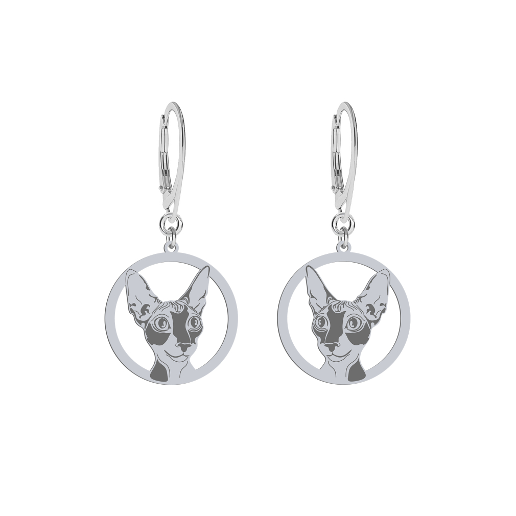 Silver Cornish Rex Cat earrings, FREE ENGRAVING - MEJK Jewellery