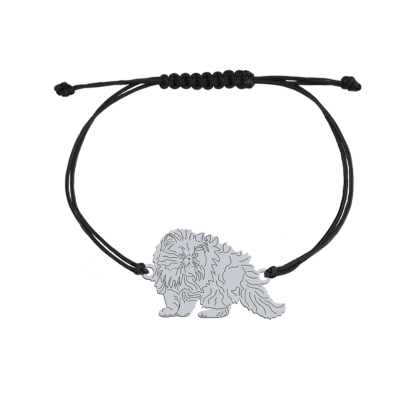 Silver Persian Cat string bracelet, FREE ENGRAVING - MEJK Jewellery