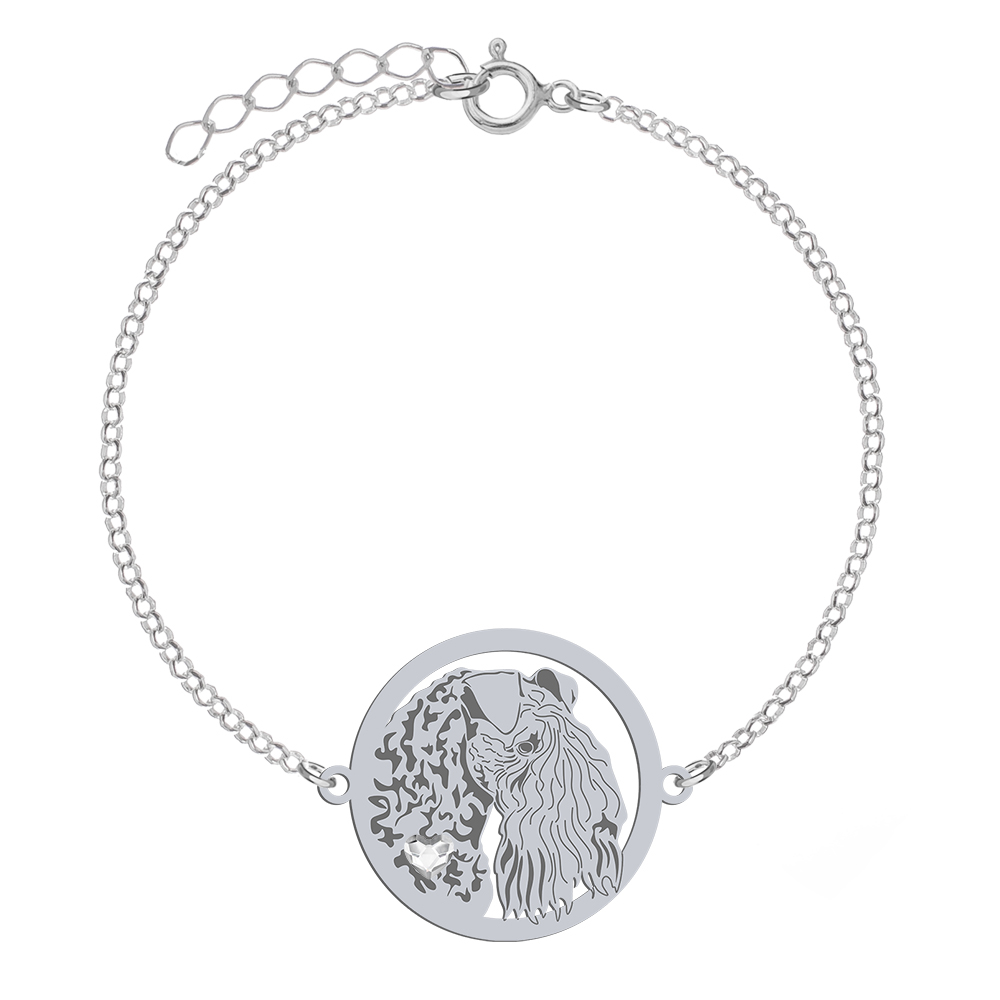 Silver Kerry Blue Terrier bracelet with a heart, FREE ENGRAVING - MEJK Jewellery