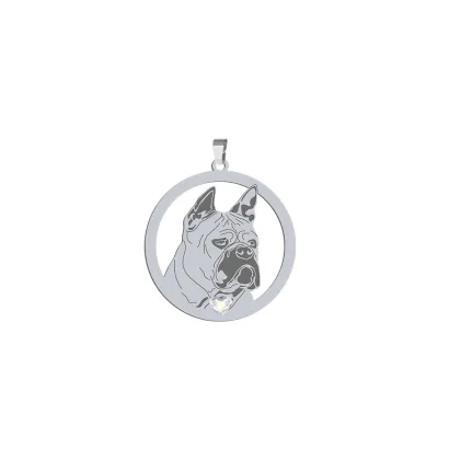 Silver Chongqing Dog pendant with a heart, FREE ENGRAVING - MEJK Jewellery