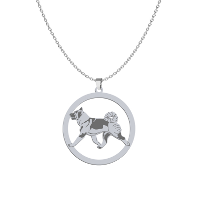 Naszyjnik z psem grawerem American Akita srebro - MEJK Jewellery