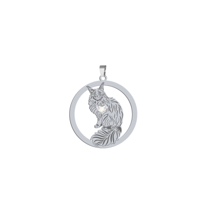 Silver Maine Coon Cat pendant, FREE ENGRAVING - MEJK Jewellery