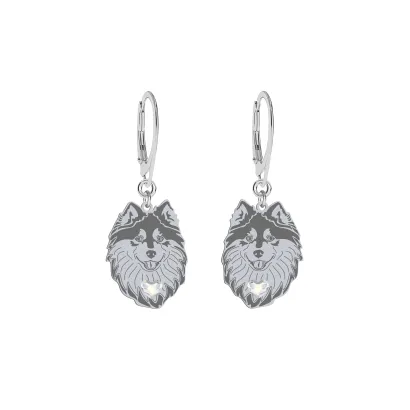 Silver Finnish Lapphund earrings with a heart, FREE ENGRAVING - MEJK Jewellery