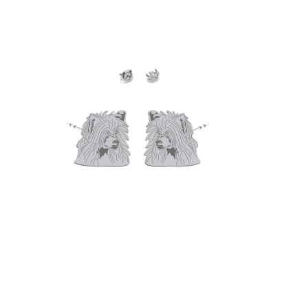 Silver Chinese Crested Powderpuff earrings - MEJK Jewellery