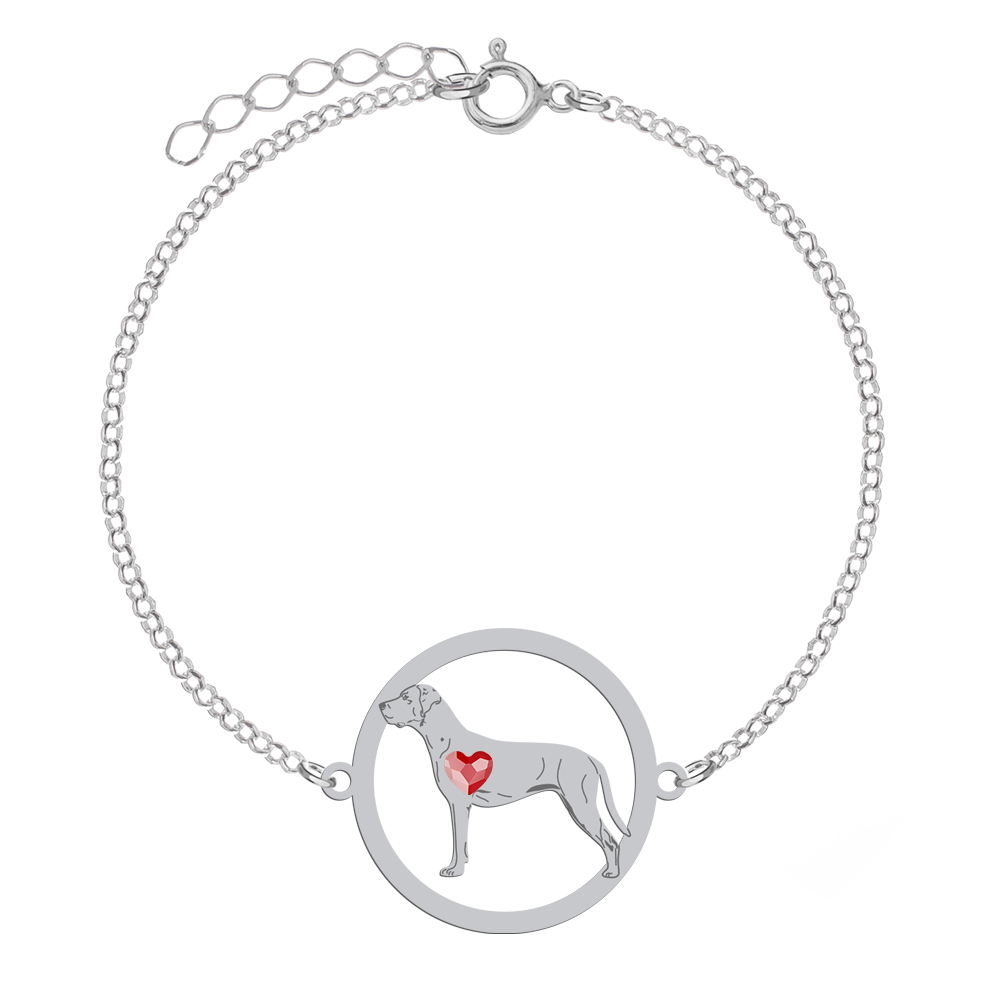 Silver Louisiana Catahoula bracelet with a heart, FREE ENGRAVING - MEJK Jewellery