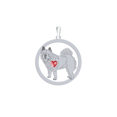Silver Chow chow Soft engraved pendant with a heart - MEJK Jewellery