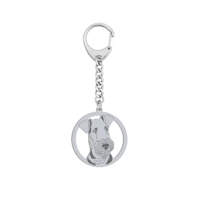 Silver Airedale Terrier engraved keyring - MEJK Jewellery