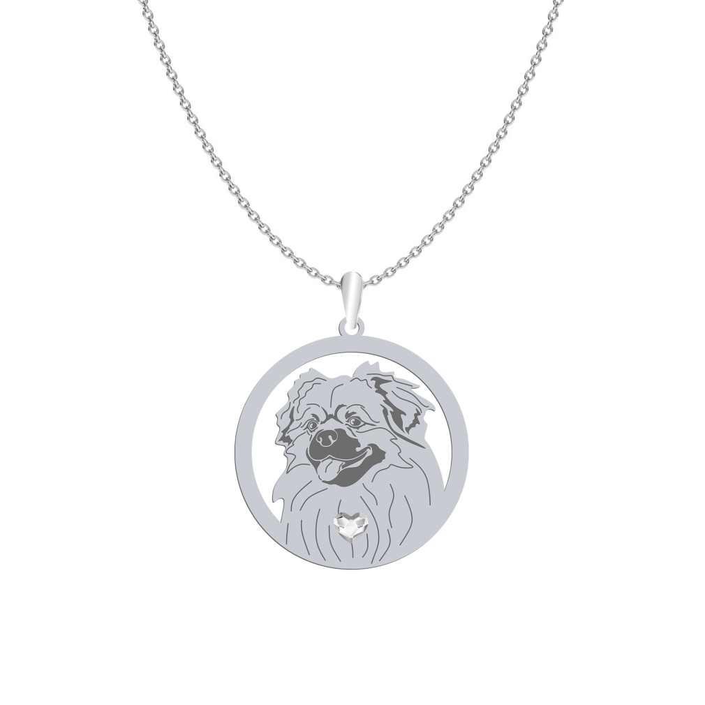 Naszyjnik z psem i sercem grawer Tibetan Spaniel srebro - MEJK Jewellery