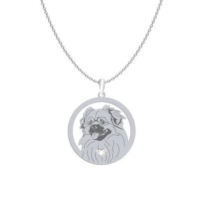 Silver Tibetan Spaniel engraved necklace with a heart - MEJK Jewellery