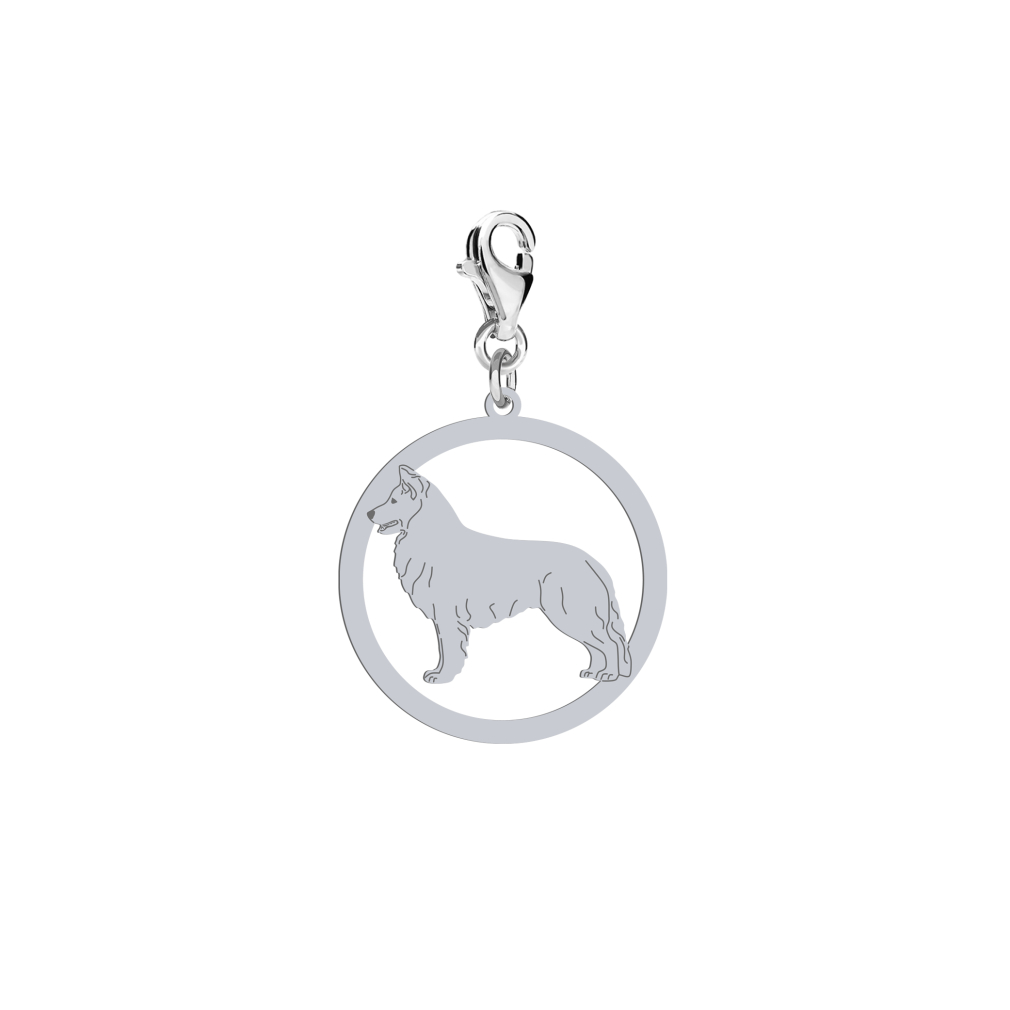 Charms z psem grawerem White Swiss Shepherd Dog srebro - MEJK Jewellery