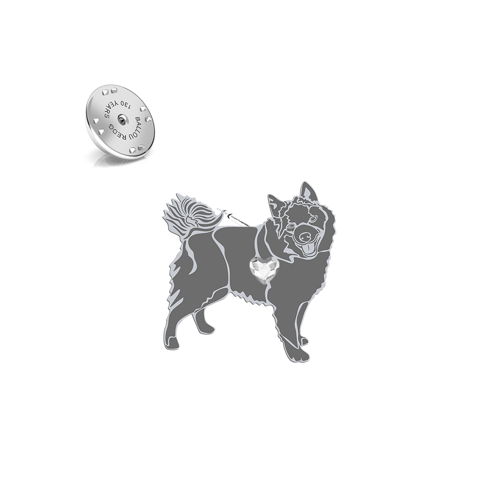 Silver Schipperke pin with a heart - MEJK Jewellery