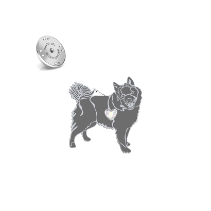 Silver Schipperke pin with a heart - MEJK Jewellery