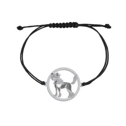 Silver Hairless Chinese Crested string bracelet, FRE E ENGRAVING - MEJK Jewellery