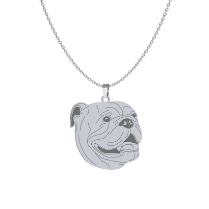Silver English Bulldog necklace, FREE ENGRAVING - MEJK Jewellery