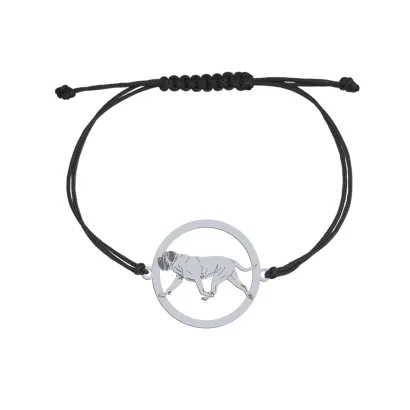 Silver English Mastiff string bracelet, FREE ENGRAVING - MEJK Jewellery