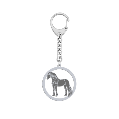 Silver Friesian Horse keyring with, FREE ENGRAVING - MEJK Jewellery