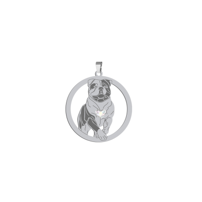 Silver American Bulldog engraved pendant - MEJK Jewellery