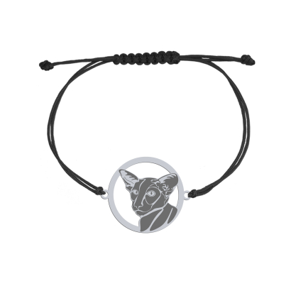Silver Oriental Shorthair string bracelet, FREE ENGRAVING - MEJK Jewellery