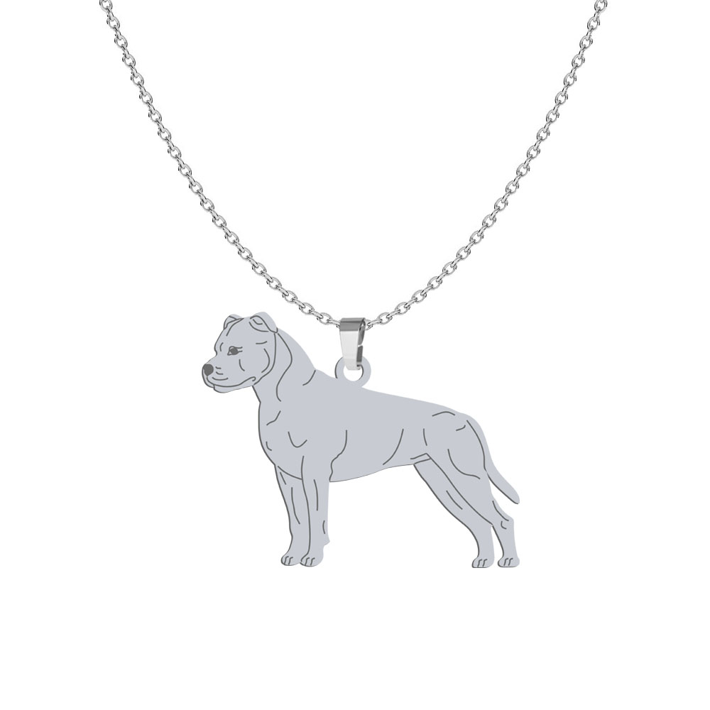 Silver American Staffordshire Terrier-Amstaff engraved necklace - MEJK Jewellery