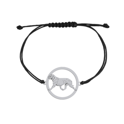 Silver Dog de Bordeaux engraved string bracelet - MEJK Jewellery