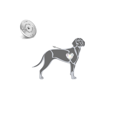 Silver Polish Hunting Dog pin with a heart - MEJK Jewellery