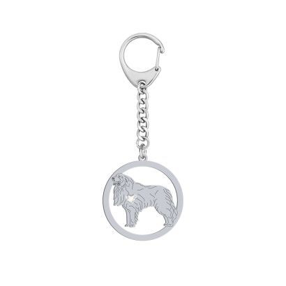 Silver Pyrenean Mountain Dog keyring, FREE ENGRAVING - MEJK Jewellery