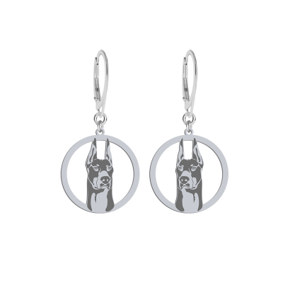 Silver Doberman earrings, FREE ENGRAVING - MEJK Jewellery