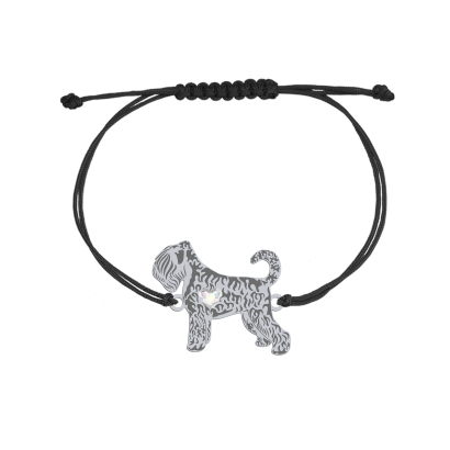 Bransoletka z psem Czarny Terier Rosyjski srebro sznurkowa GRAWER GRATIS - MEJK Jewellery