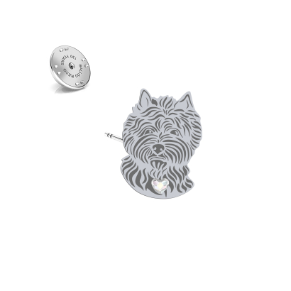 Silver Cairn Terrier pin with a heart - MEJK Jewellery