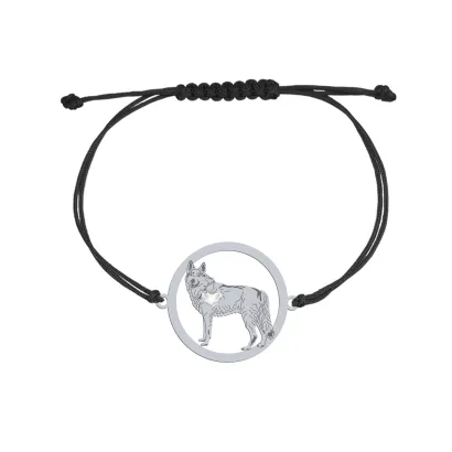 Silver Czechoslovakian Wolfdog  engraved bracelet with a heart - MEJK Jewellery