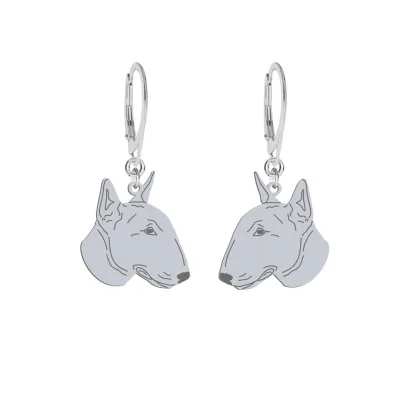 Silver Miniature Bull Terrier earrings, FREE ENGRAVING - MEJK Jewellery