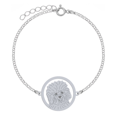 Silver Bichon Bolognese Dog engraved bracelet - MEJK Jewellery