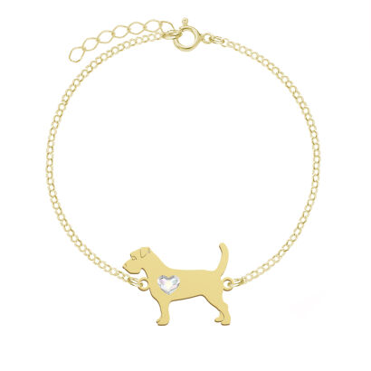 Silver Long-haired Jack Russell Terrier bracelet with a heart, FREE ENGRAVING - MEJK Jewellery