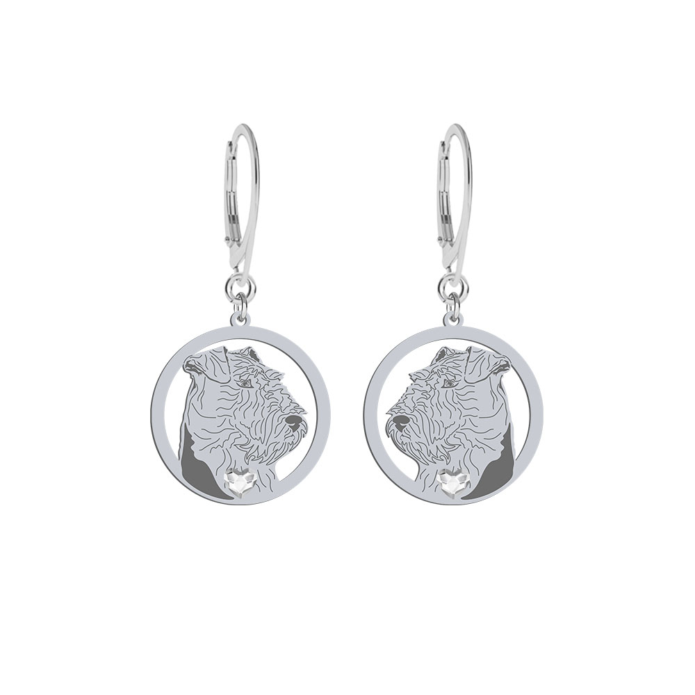 Silver Welsh Terrier engraved earrings with a heart - MEJK Jewellery