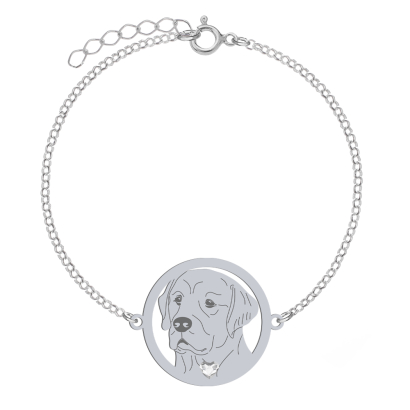 Silver Golden Retriever bracelet with a heart, FREE ENGRAVING - MEJK Jewellery